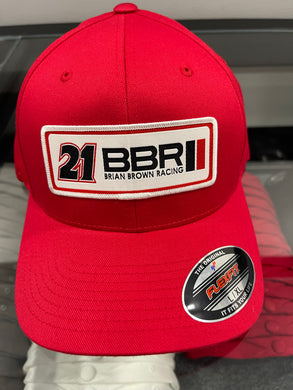 21BBR Red with white patch/ Flex Fit