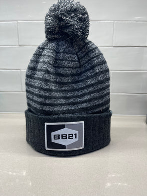 Black and grey stripped BB21 Beanie (black and grey stripped head- black headband)